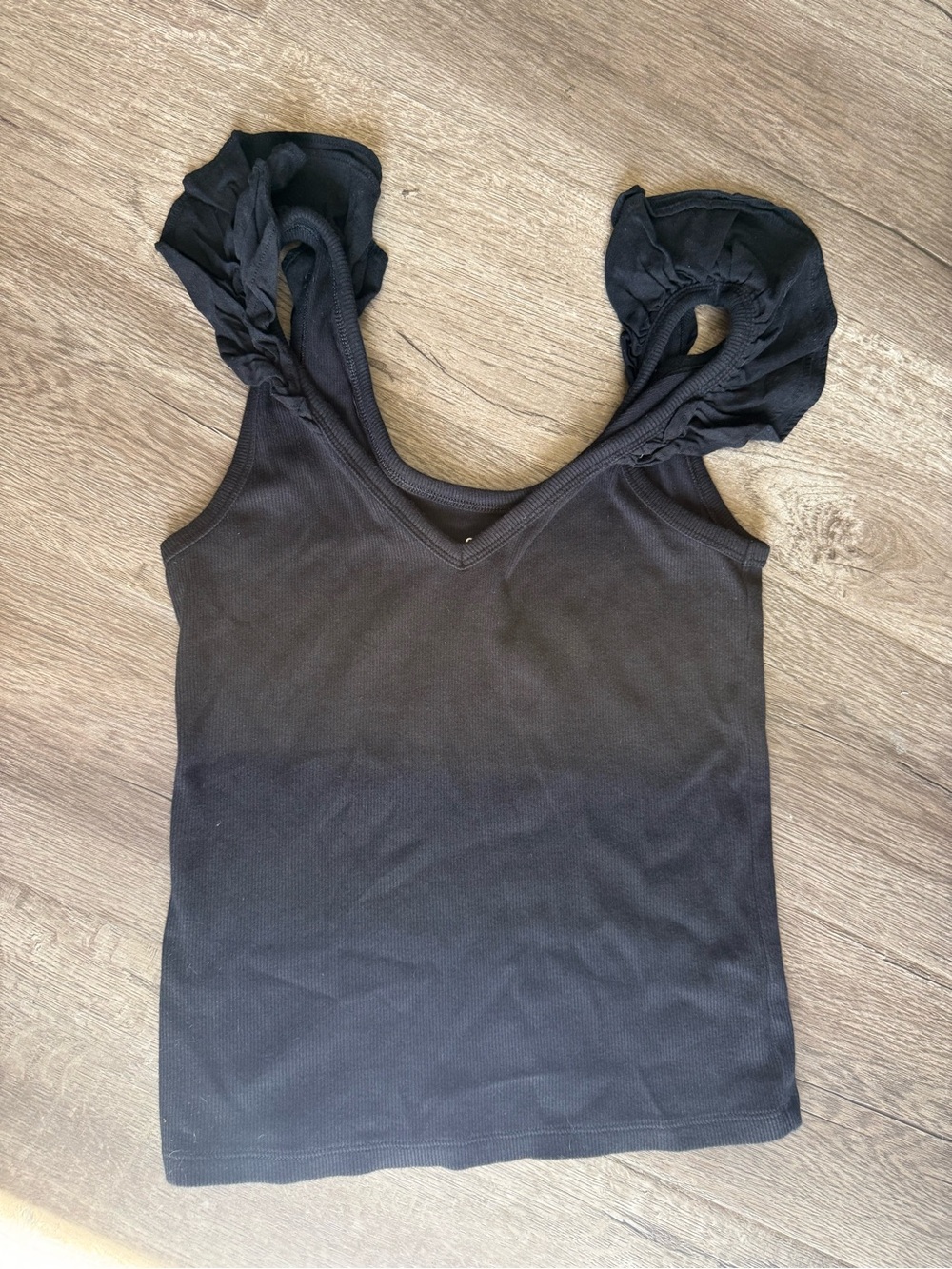 Old Navy Black V-Neck Tank with Ruffle Tie-Strap